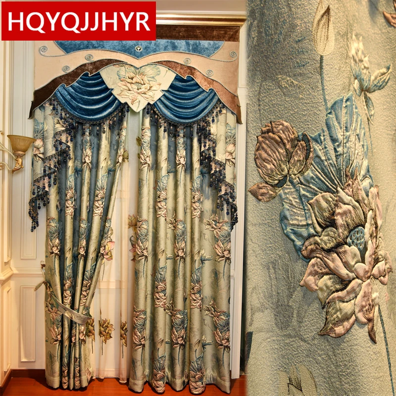 3 colors European luxury top Royal family 3D jacquard lotus shade villa curtains for living room windows Elegant bedroom curtain
3 colors European luxury top Royal family 3D jacquard lotus shade villa curtains for living room windows Elegant bedroom curtain