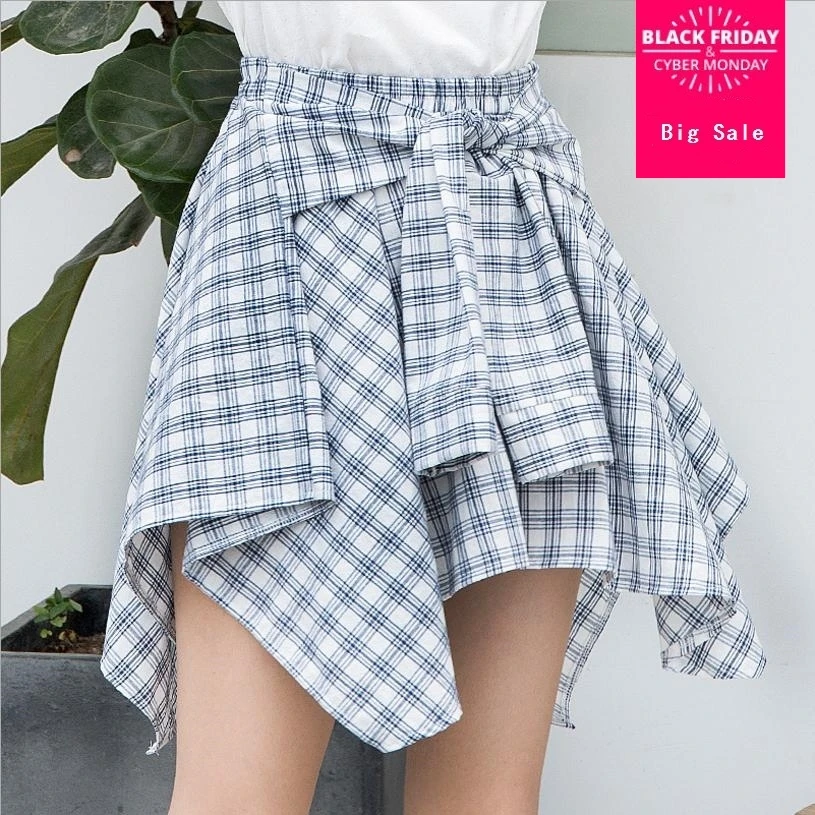 2018 summer new fashion Plaid Korean skirt female high waist irregular college style A word skirt womens loose casual skirt L477
2018 summer new fashion Plaid Korean skirt female high waist irregular college style A word skirt womens loose casual skirt L477