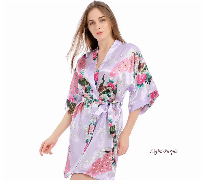 Sexy lingerie Lace Up Woman Peacock Print V-neck Japanese Kimono Yukata Silk Satin Home Nightgown Bath Robe Sauna Free Shipping
Sexy lingerie Lace Up Woman Peacock Print V-neck Japanese Kimono Yukata Silk Satin Home Nightgown Bath Robe Sauna Free Shipping