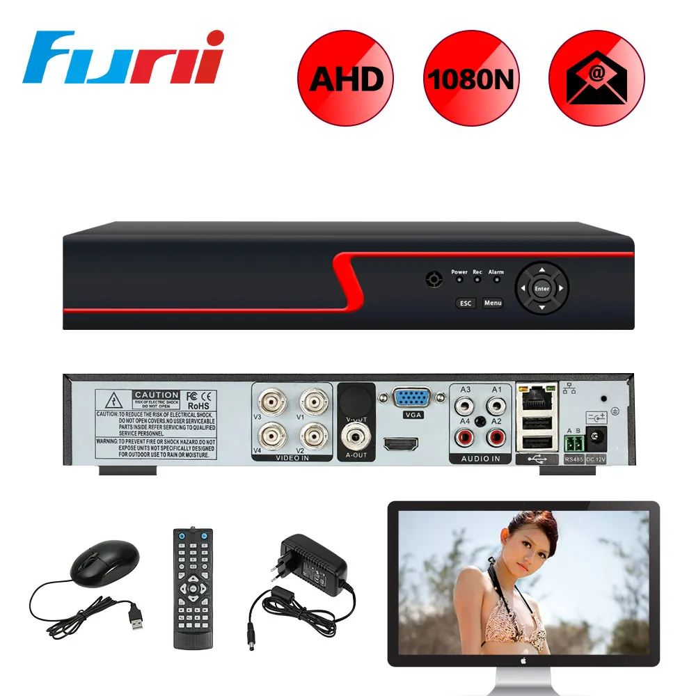 Фуни 4ch 1080n цифрового видео Регистраторы AHD DVR H.264 P2P Облако 4 канала для
