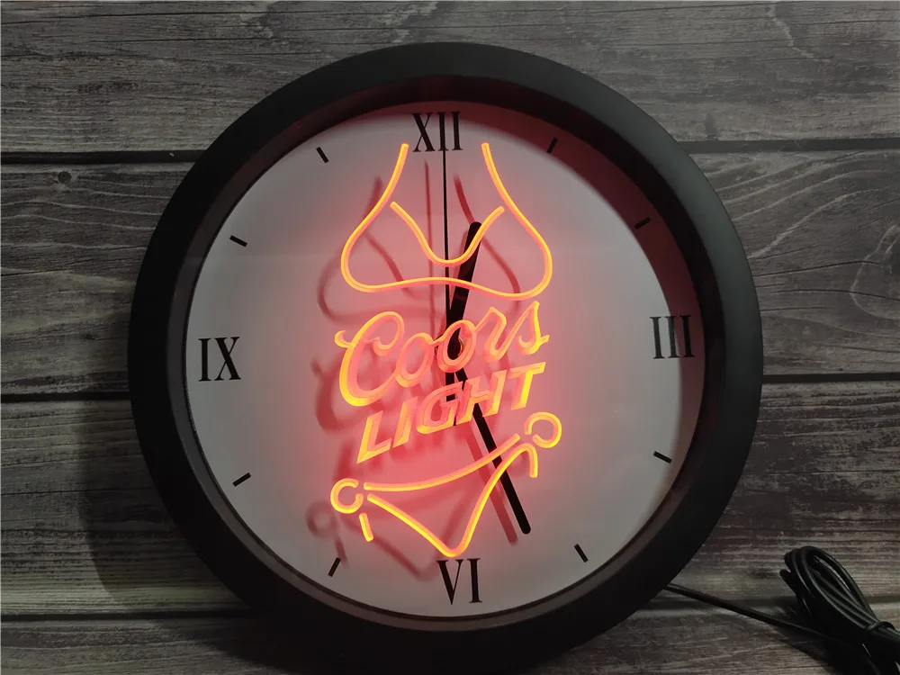 

Светящиеся пиво Coors Бикини Бар Паб APP RGB 5050 светодиодные неоновые вывески настенные часы