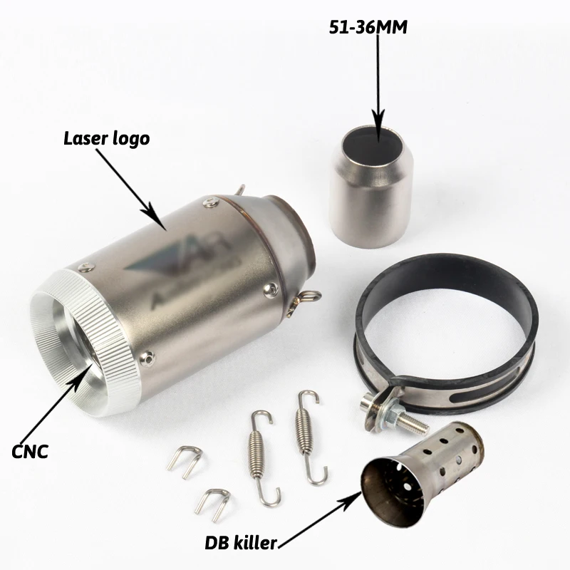 ID: 51 мм короткий универсальный глушитель выхлопной трубы мотоцикла лазерного AR