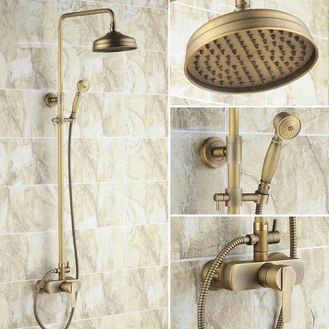 Vintage Retro Antique Brass Single Handle Lever Bathroom 8 Inch Round Rain Shower Faucet Set Mixer Tap Hand Shower mrs173
Vintage Retro Antique Brass Single Handle Lever Bathroom 8 Inch Round Rain Shower Faucet Set Mixer Tap Hand Shower mrs173