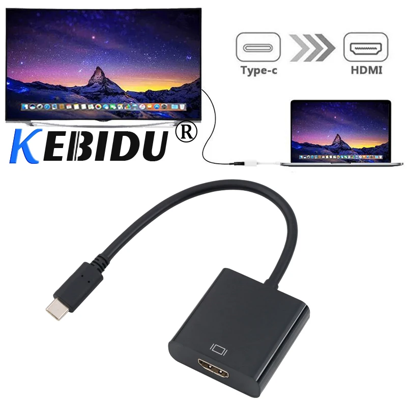 Новый адаптер kebidu с USB C на HDMI-совместимый 4K Type 3 1 кабель-переходник штырь-гнездо