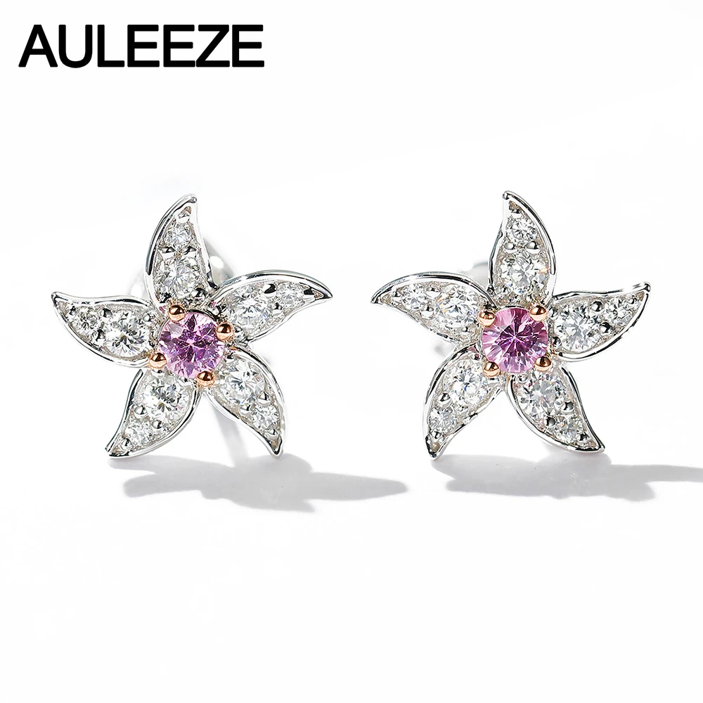 AULEEZE 18K White Gold Diamond Stud Earrings Natural Pink Sapphire Earrings Exquisite Flower Earrings
AULEEZE 18K White Gold Diamond Stud Earrings Natural Pink Sapphire Earrings Exquisite Flower Earrings
