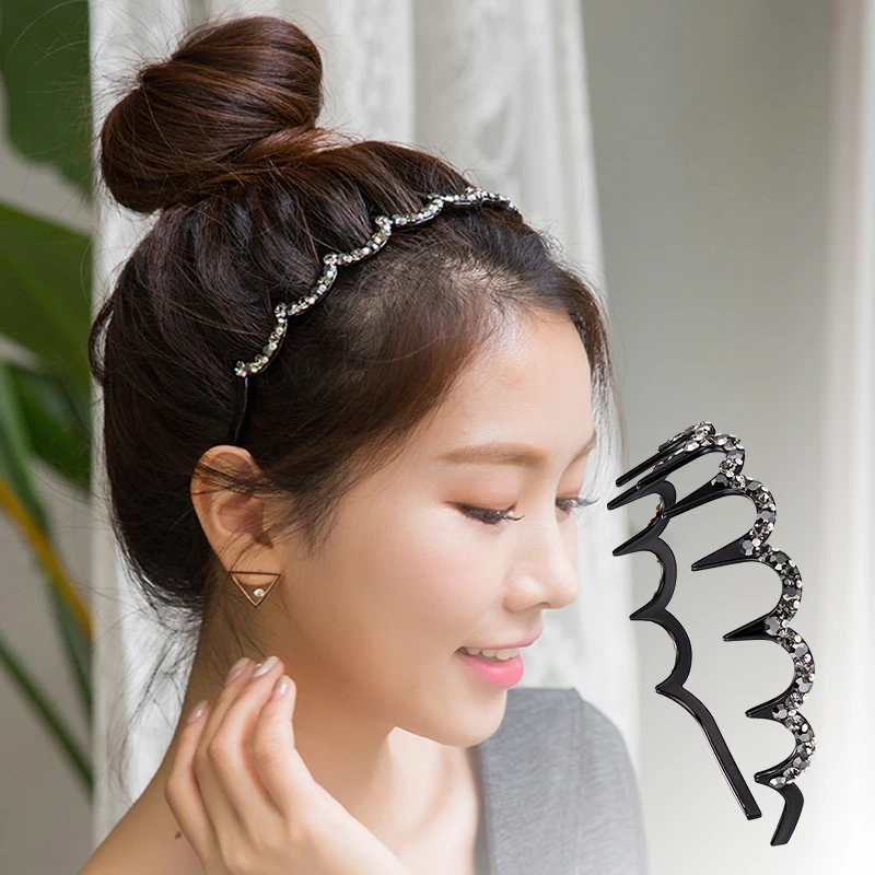 

CHIMERA Crystal Headband Bling Wavy Hair Hoop Wave Wide Teeth Hairbands Small Rhinestone Hair Hoop Acrylic Headware Accessories