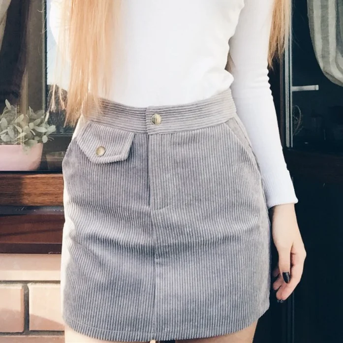 Casual Skirts Womens 2020 Korean Style Vintage Corduroy Slim High Waist A Line Mini Skirt Black Ladies Skirts
Casual Skirts Womens 2020 Korean Style Vintage Corduroy Slim High Waist A Line Mini Skirt Black Ladies Skirts