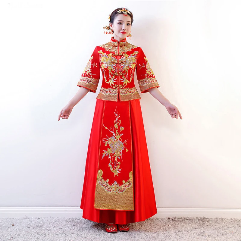 Red Wedding dress traditional chinese Qipao National Costume Womens Overseas New China Style Bride Embroidery Cheongsam S-3XL
Red Wedding dress traditional chinese Qipao National Costume Womens Overseas New China Style Bride Embroidery Cheongsam S-3XL