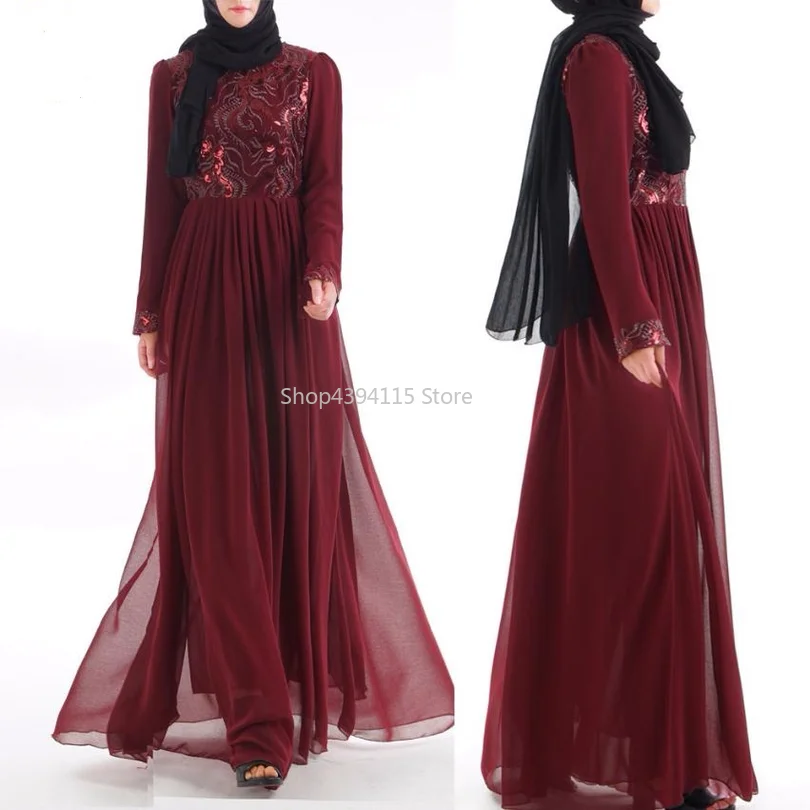 Muslim adult lace stitching abaya Arab Fashion embroidery chiffon muslim Dresses Musical Robe prayer Ramadan dress wj2846 | Тематическая