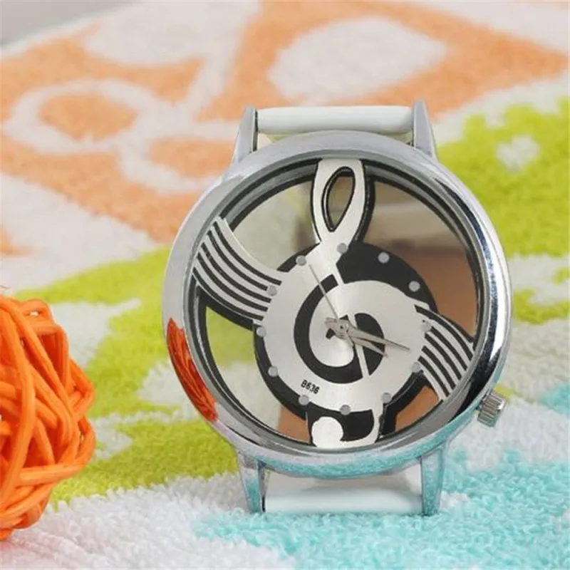 DISU Men Woman Wrist Watch Note Music Notation Leather Analog Quartz Watches Women's Watch Analog Quartz Vogue Relogio Feminino