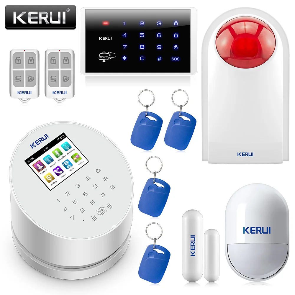 

KERUI W2 2.4 inch WIFI GSM PSTN Alarm Smart Home Security Burglar Alarm System IOS Android APP Control Password Keypad Siren Kit