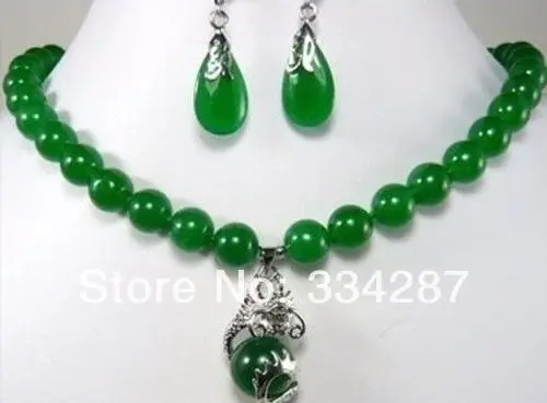 Модные ювелирные изделия Красивая 10 мм серьга с зеленым камнем дракон кулон