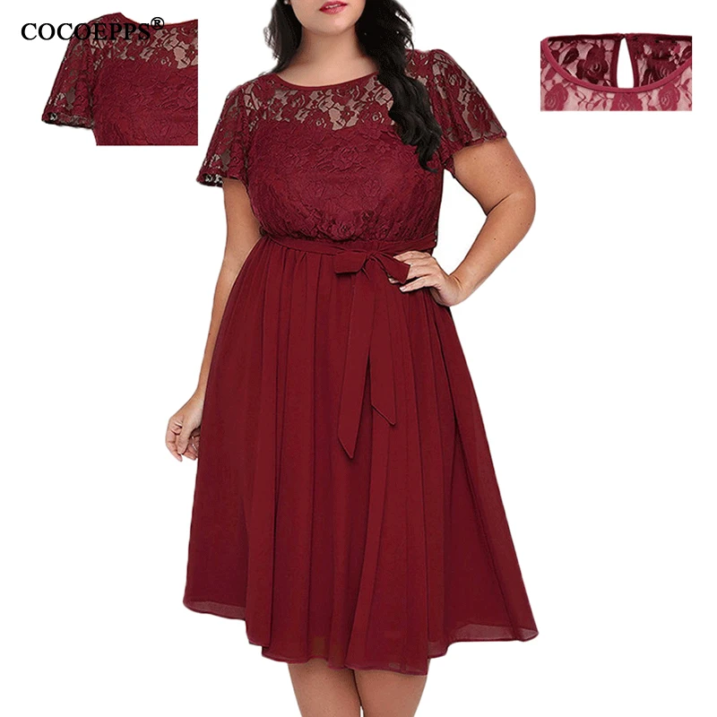 COCOEPPS 4XL 5XL 2020 Summer Women Plus Size Lace Dresses Casual Short Sleeve Solid Large Size Dress Female Elegant Party Dress
COCOEPPS 4XL 5XL 2020 Summer Women Plus Size Lace Dresses Casual Short Sleeve Solid Large Size Dress Female Elegant Party Dress