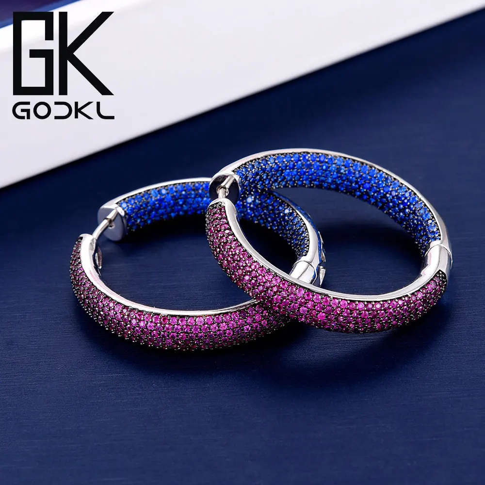 GODKI роскошные круглые серьги-кольца с кубическим цирконием для женщин свадебные