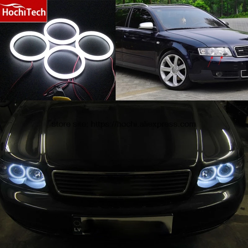 

HochiTech Eexcellent milk white cotton cover SMD cotton angel eyes halo ring kit daytime running light DRL for audi A4 B6 00-06