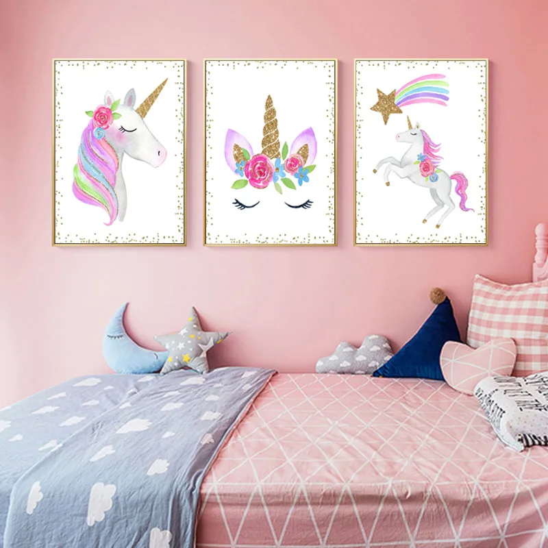 Cartoon Unicorn Nursery Wall Art Canvas Painting Nordic Posters and Prints Glitter Gold Wall Pictures Kids Girls Bedroom Decor
Cartoon Unicorn Nursery Wall Art Canvas Painting Nordic Posters and Prints Glitter Gold Wall Pictures Kids Girls Bedroom Decor