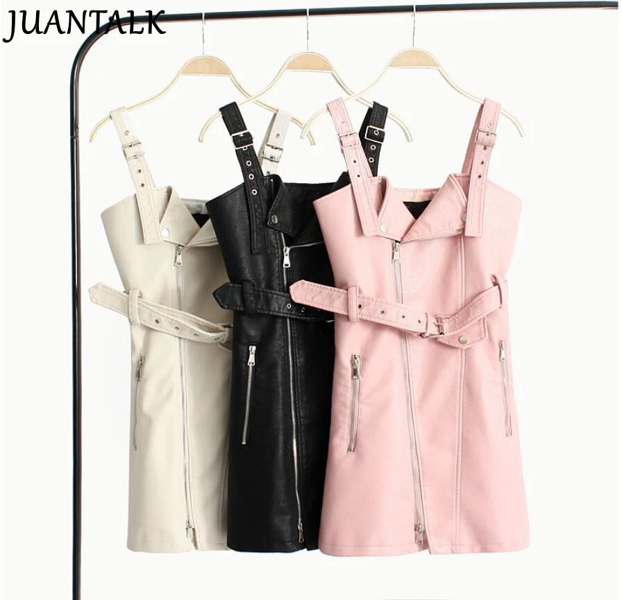 JUANTALK Spring Autumn Pink Black Sexy Zipper Slim Sexy Dress Women Fashion Casual Slim PU Leather Dress
JUANTALK Spring Autumn Pink Black Sexy Zipper Slim Sexy Dress Women Fashion Casual Slim PU Leather Dress