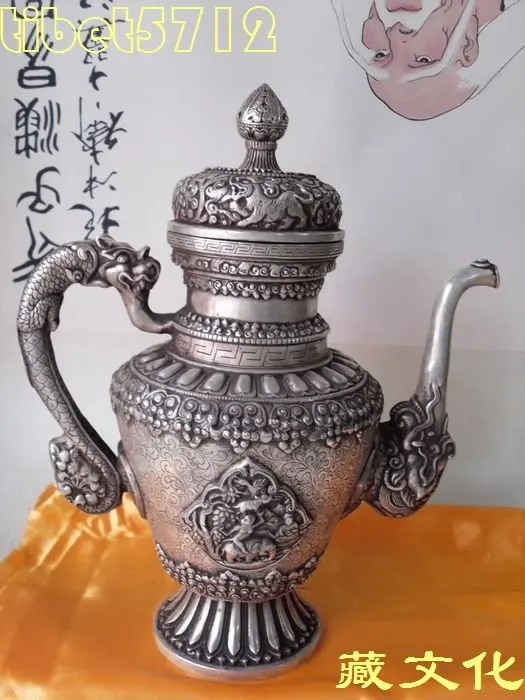 Tibetan bronze dragon foo dog Shakyamuni buddha teapots pot Garden Decoration 100% real Tibetan Silver Brassroom Art
Tibetan bronze dragon foo dog Shakyamuni buddha teapots pot Garden Decoration 100% real Tibetan Silver Brassroom Art