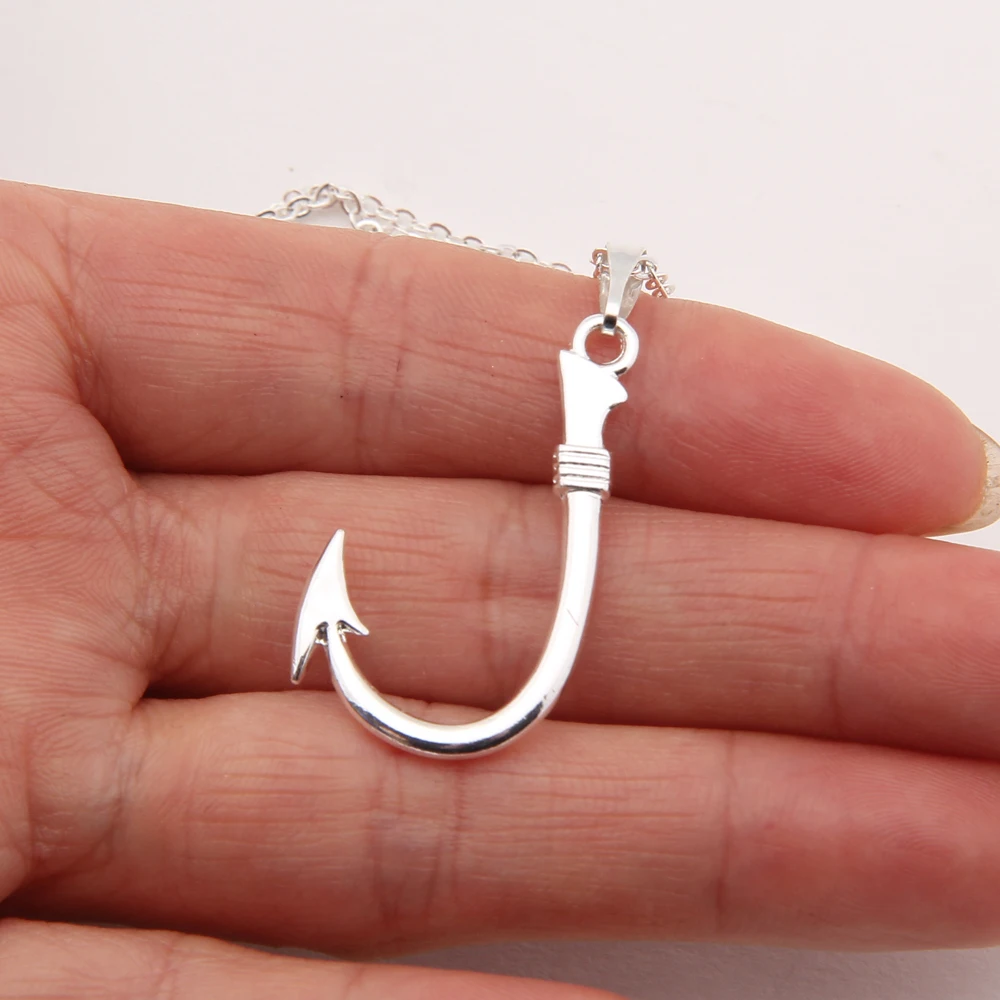 

Fish Hook Pendant Necklace Barbed Fishing Silver Fish Hook Jewelry Cute Dainty Women Necklaces & Pendants Christmas Gift