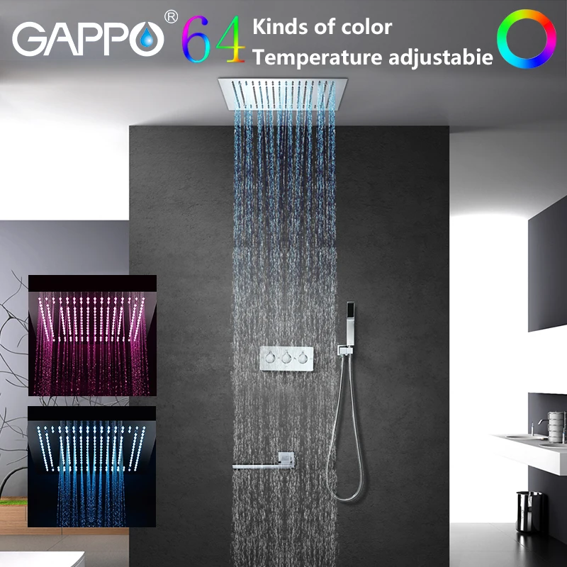 

Смеситель для душа GAPPO, светодиодный кран «Водопад» для ванной комнаты, настенный, душевая лейка