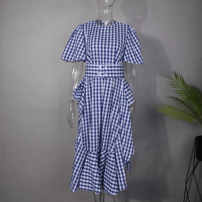 OXANT Plaid Dress Female Short Sleeve Tunic High Waist Ruffles Split Long Party Dresses Summer Fashion Women Sweet New
OXANT Plaid Dress Female Short Sleeve Tunic High Waist Ruffles Split Long Party Dresses Summer Fashion Women Sweet New