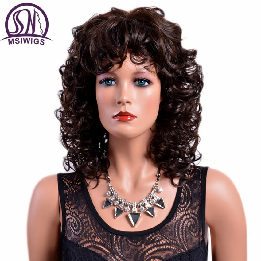 MSIWIGS Lady Brown Curly Synthetic Wigs with Bangs Heat Resistant Afro Medium Ombre Wig for Women
MSIWIGS Lady Brown Curly Synthetic Wigs with Bangs Heat Resistant Afro Medium Ombre Wig for Women