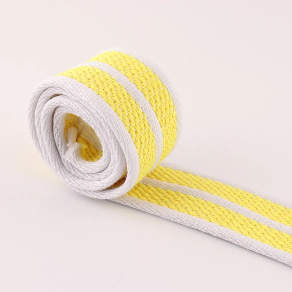 2Yards 38mm Stripe Webbing White Yellow Color Cotton/polyester Canvas Ribbon Tape Bag Straps Belt key fobs bag Accessories
2Yards 38mm Stripe Webbing White Yellow Color Cotton/polyester Canvas Ribbon Tape Bag Straps Belt key fobs bag Accessories