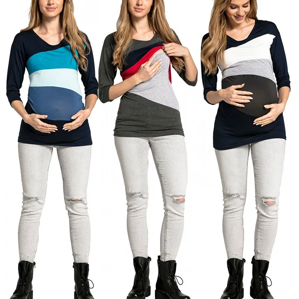 Geometric colourful maternity nursing tops invisible lactation Tees pregnant breast feeding maternity t shirt pregnant clothes
Geometric colourful maternity nursing tops invisible lactation Tees pregnant breast feeding maternity t shirt pregnant clothes