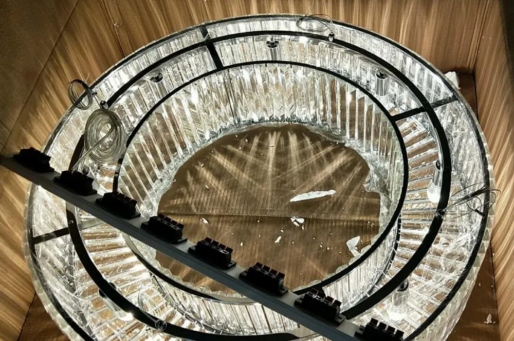 crystal chandelier round LED lights for the living room hotel hall Dia800mm adjustable height
