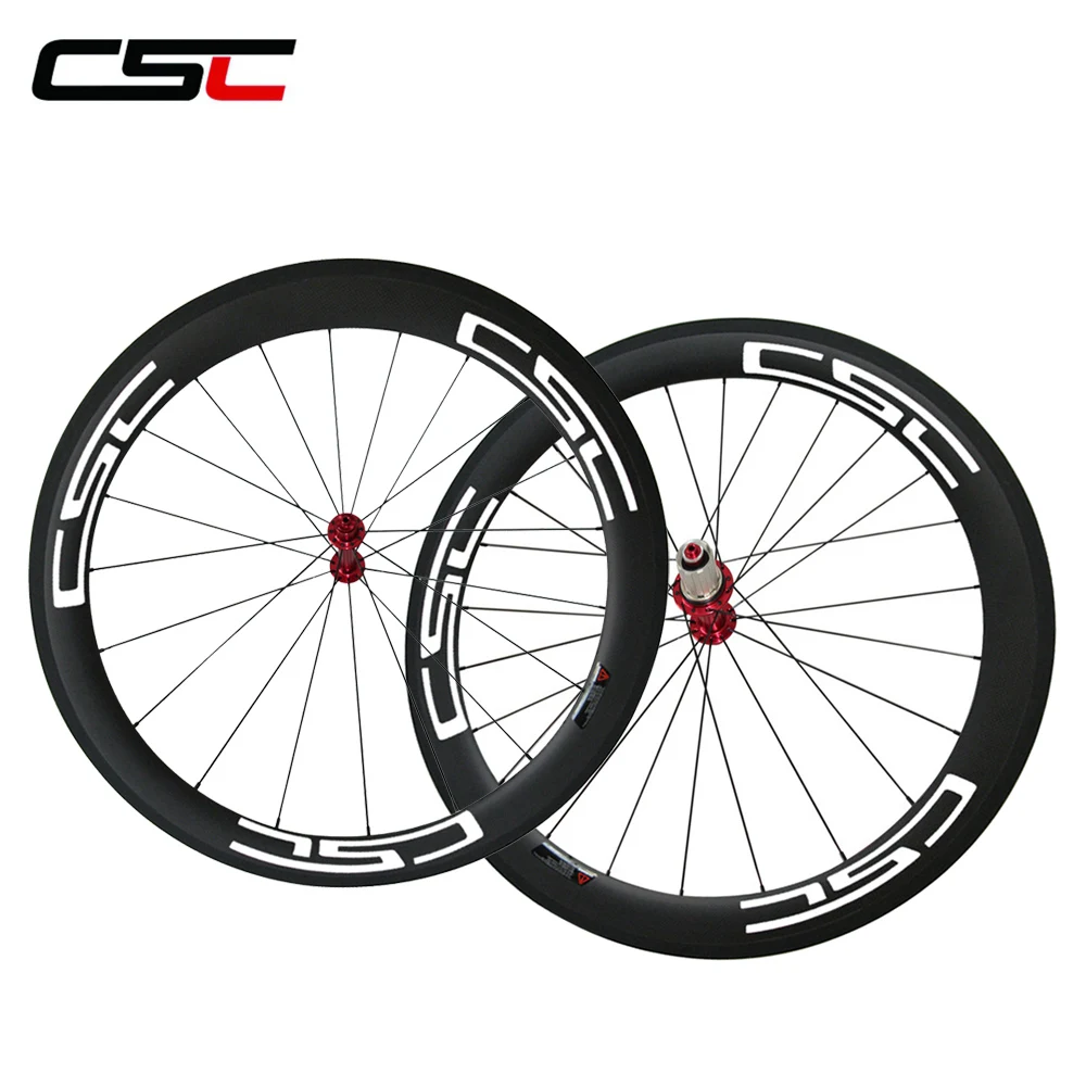 CSC 700C 23mm Wide 60mm Clincher Carbon Fiber Bicycle Wheels with Powerway R13 hub
CSC 700C 23mm Wide 60mm Clincher Carbon Fiber Bicycle Wheels with Powerway R13 hub
