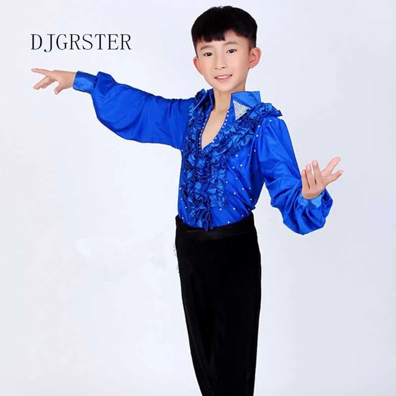 Танцевальные костюмы для мальчиков детские брюки латинских танцев + рубашка