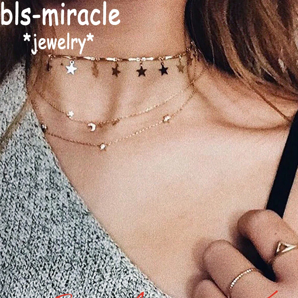 Bls-miracle Newest Fashion Jewelry Accessories Punk Gold Color Star Tassel Choker Necklace For Couple Lovers' Girl Gift N-409
Bls-miracle Newest Fashion Jewelry Accessories Punk Gold Color Star Tassel Choker Necklace For Couple Lovers' Girl Gift N-409