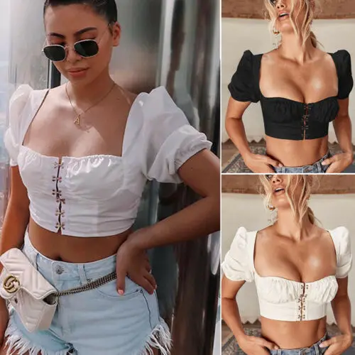 2019 Women Sexy Square Neck Crop Top Ladies Short Sleeve Vest Summer Casual Short Tops Tank Top Woman Clothes Solid Color S-XL
2019 Women Sexy Square Neck Crop Top Ladies Short Sleeve Vest Summer Casual Short Tops Tank Top Woman Clothes Solid Color S-XL
