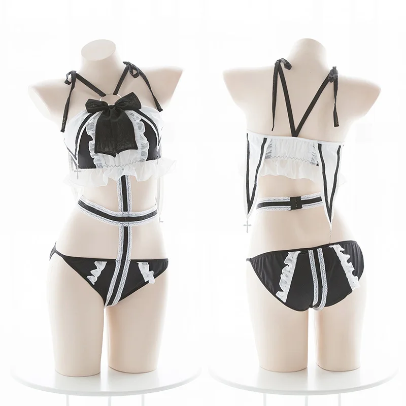 Jumpsuits Lingerie Hollow Out Metal Ring Hanging Neck Kawaii Underwear Set Maid Cosplay Gothic Lolita Dress Lolita Cosplay
Jumpsuits Lingerie Hollow Out Metal Ring Hanging Neck Kawaii Underwear Set Maid Cosplay Gothic Lolita Dress Lolita Cosplay