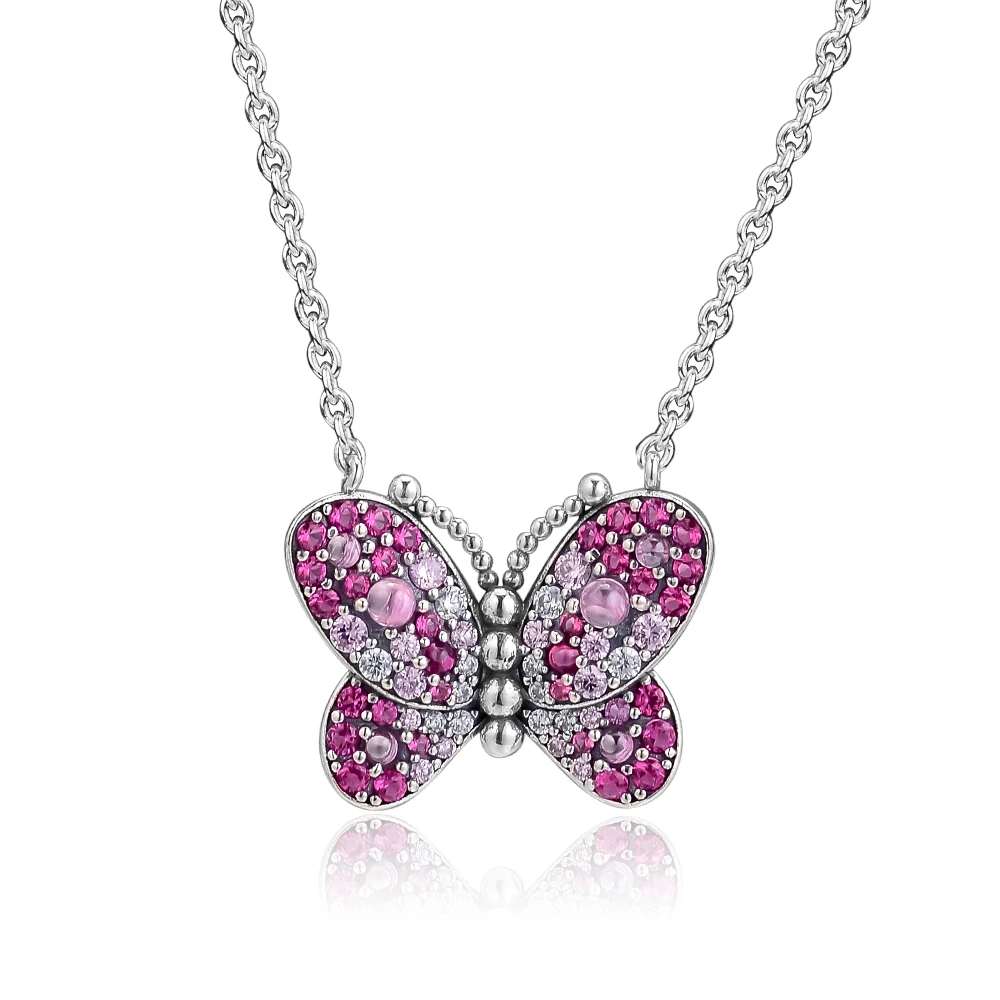 Dazzling Butterfly Necklaces 100% 925 Sterling Silver Jewelry with Pink CZ Free Shipping
Dazzling Butterfly Necklaces 100% 925 Sterling Silver Jewelry with Pink CZ Free Shipping