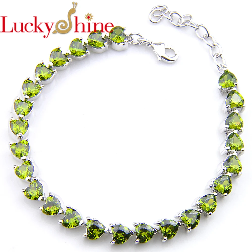 LuckyShine Latest Design New Trendy Heart-shaped Peridot Crystal Zircon Silver Bracelet for Women's Bracelets Wedding Party
LuckyShine Latest Design New Trendy Heart-shaped Peridot Crystal Zircon Silver Bracelet for Women's Bracelets Wedding Party