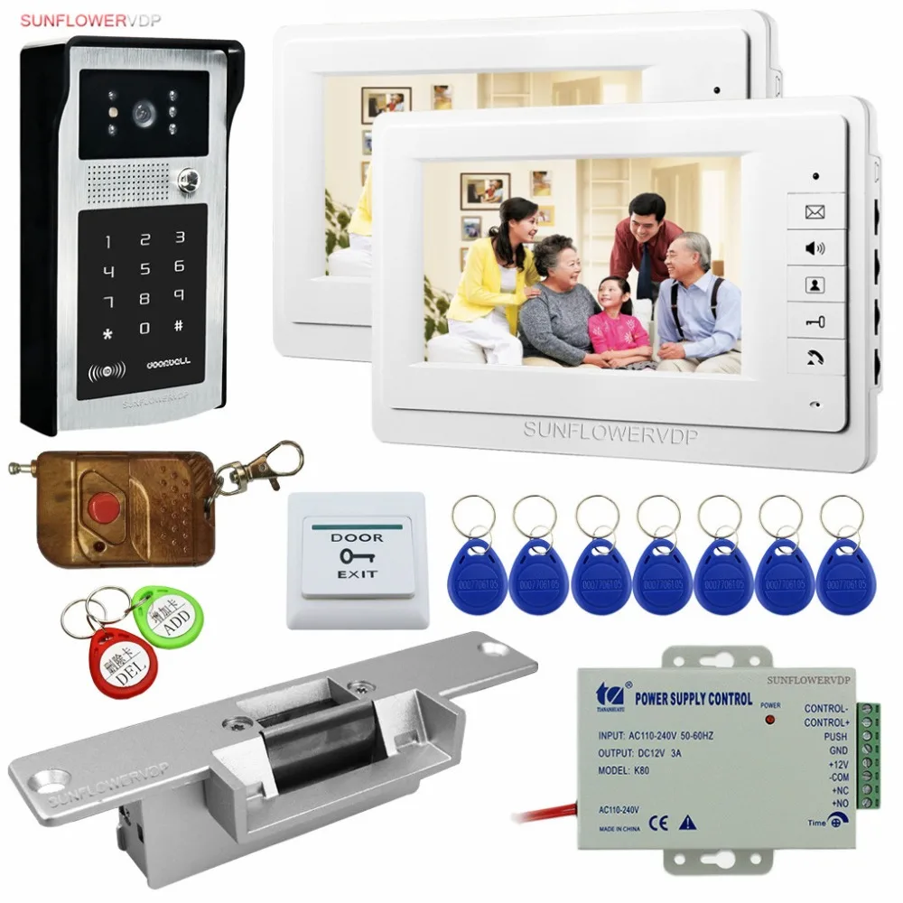 1V2 Rfid Keypad Video Intercom Video Doorbell 2 Monitors 7" Color Lcds Video Goalkeeper With Remote Control Electric Strike Lock
1V2 Rfid Keypad Video Intercom Video Doorbell 2 Monitors 7" Color Lcds Video Goalkeeper With Remote Control Electric Strike Lock