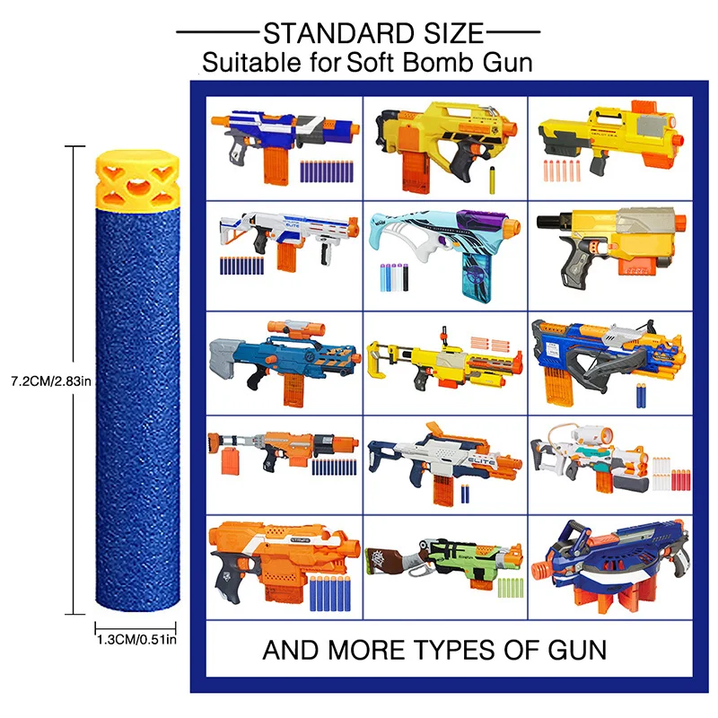 100PCs Soft Hollow Hole 7.2cm Refill Darts Toy Gun Bullets for Nerf N-strike Series Blasters Kid Out Door game | Игрушки и хобби