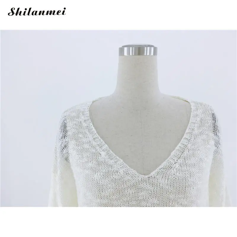 New Fashion Women White Casual V Neck Knitted Sweater Jumper Tops Long Sleeve Loose Solid color Pullover Sweater 2019 Autumn
New Fashion Women White Casual V Neck Knitted Sweater Jumper Tops Long Sleeve Loose Solid color Pullover Sweater 2019 Autumn