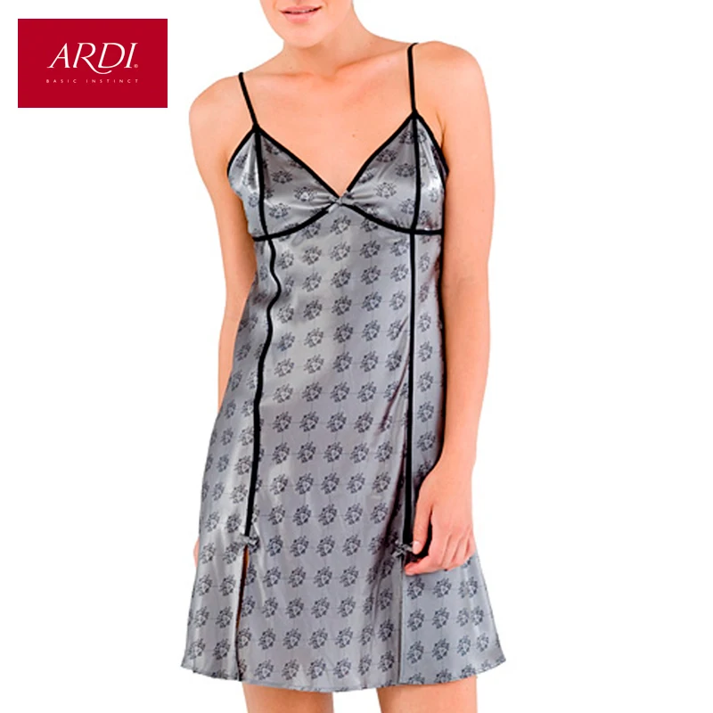 Женская шелковая сорочка новая коллекция для сна цвет серый R1256 42|sleepwear women|sleepwear