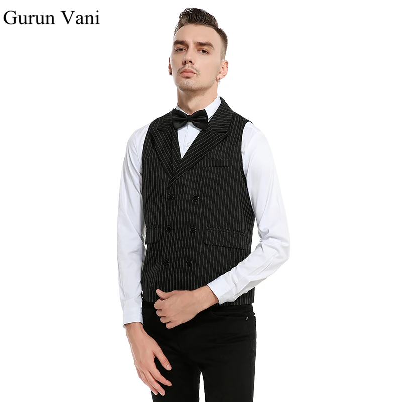Платье в полоску жилеты для Для мужчин 2018 Slim Fit s костюм жилет мужской Homme