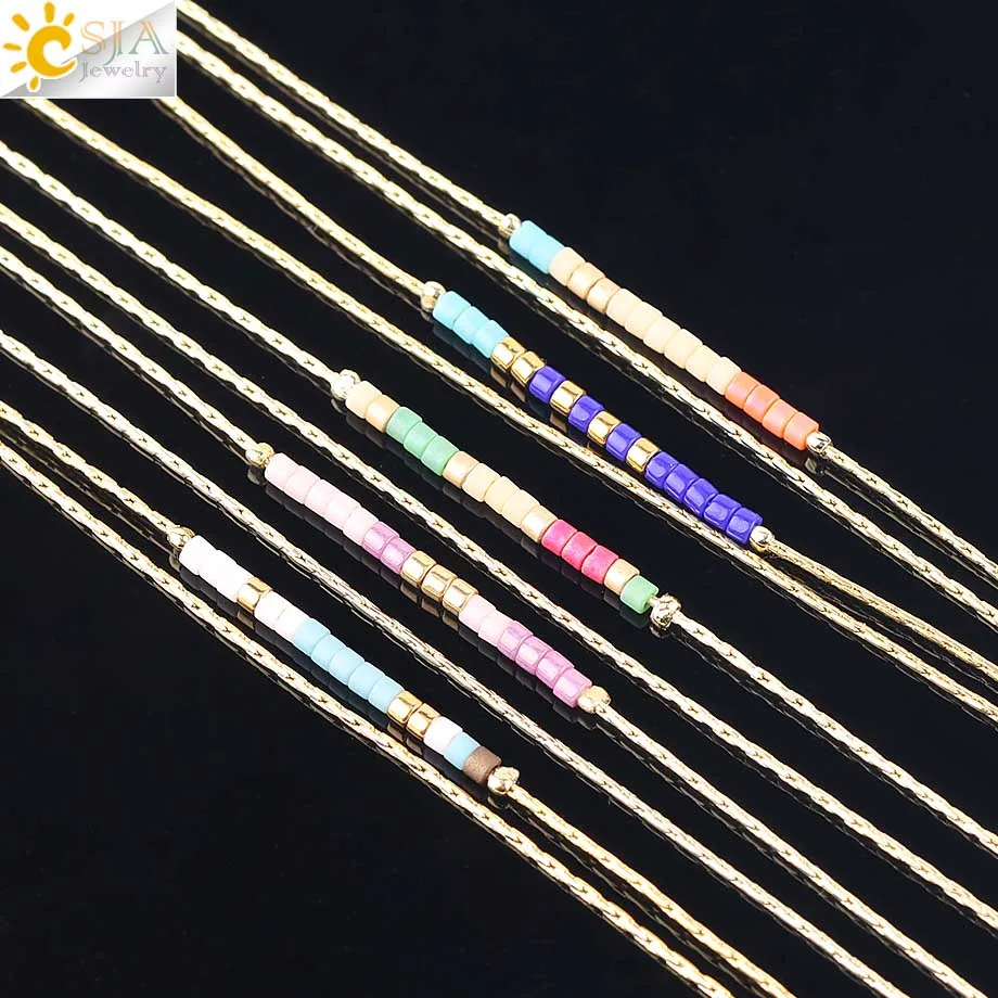 CSJA Bohemian Miyuki Bracelets for Women Adjustable Beads Bracelet 2-layer Cute Mini Delica Jewelry Gold Color Link Chain S187
CSJA Bohemian Miyuki Bracelets for Women Adjustable Beads Bracelet 2-layer Cute Mini Delica Jewelry Gold Color Link Chain S187