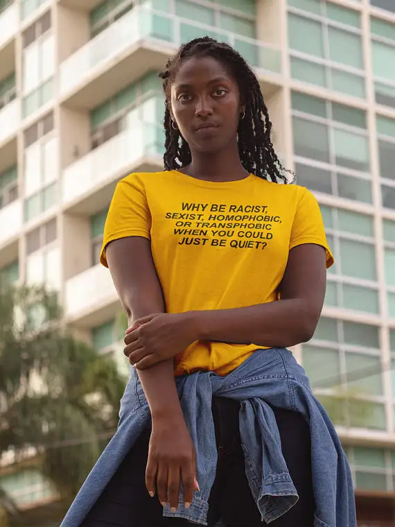 Женская футболка с надписью Почему быть растом гомофобная или Прозрачная