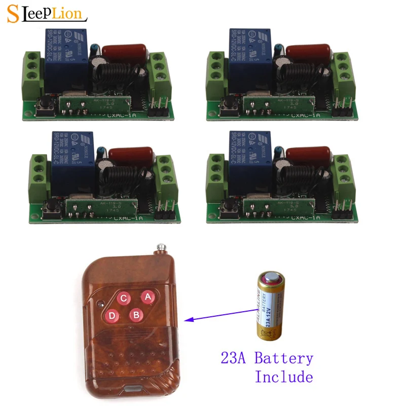 Sleeplion 220V 10A 4 Way Remote Wireless Switch Universal Remote Control Light Toggle Switch 220V 433MHz 315MHz 4 Receiver
Sleeplion 220V 10A 4 Way Remote Wireless Switch Universal Remote Control Light Toggle Switch 220V 433MHz 315MHz 4 Receiver