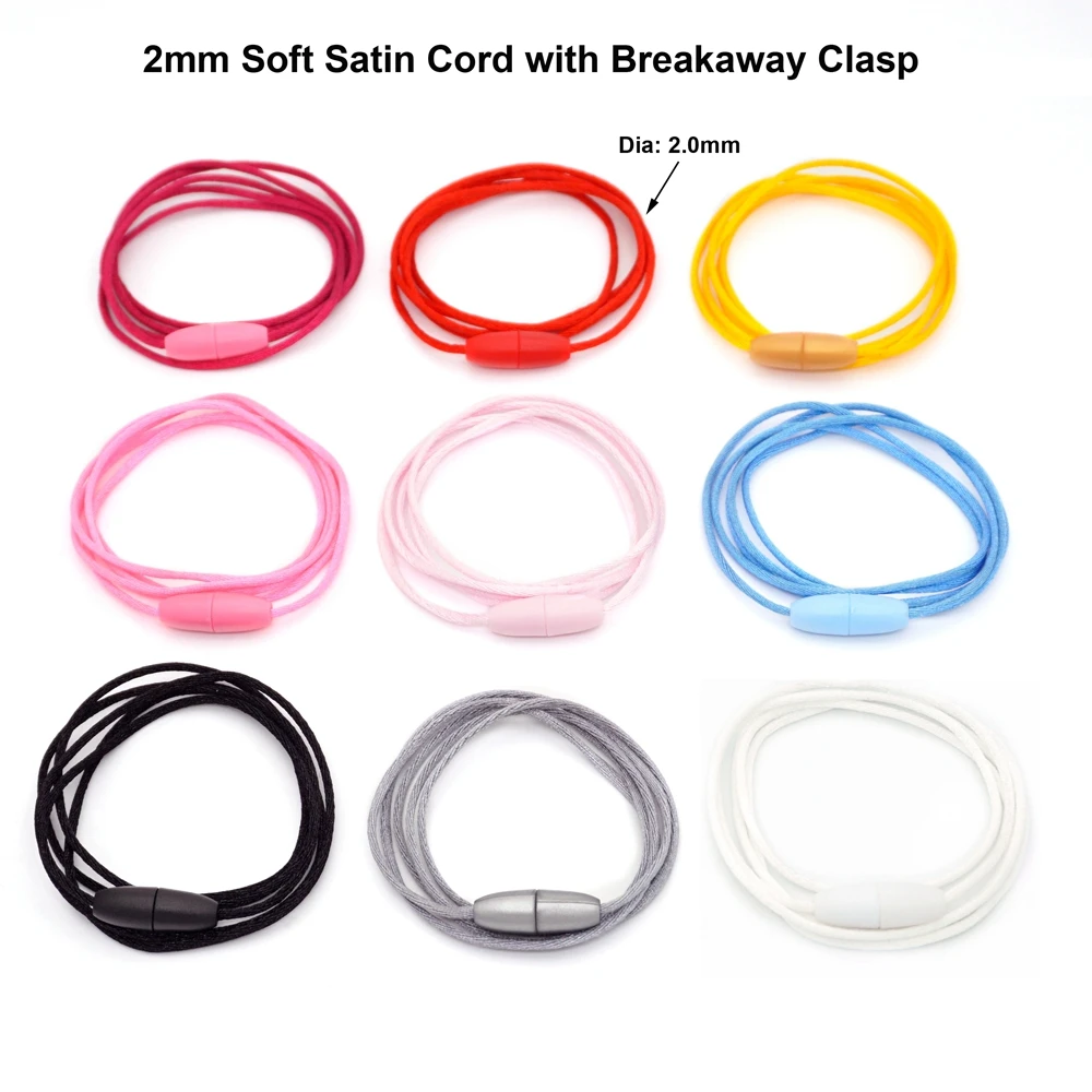 Sutoyuen 20pcs Soft Satin Cord 2.0mm with Breakaway Clasps for Baby Teething Necklace DIY Jewelry Making Crafts
Sutoyuen 20pcs Soft Satin Cord 2.0mm with Breakaway Clasps for Baby Teething Necklace DIY Jewelry Making Crafts