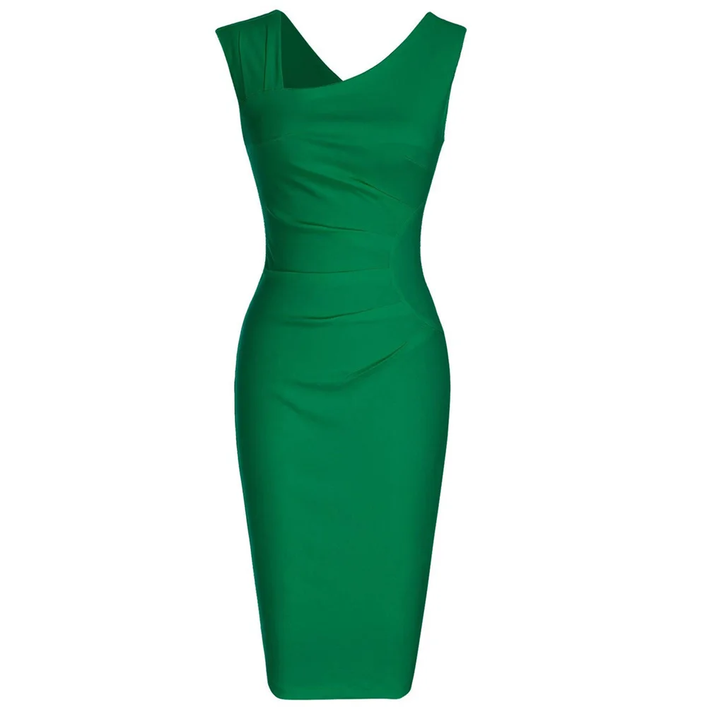 Womens Elegant Sleeveless Elastic Slim Pencil Dress Summer Bodycon Party Dress Sexy Irregular Collar Women Office Work Vestidos
Womens Elegant Sleeveless Elastic Slim Pencil Dress Summer Bodycon Party Dress Sexy Irregular Collar Women Office Work Vestidos