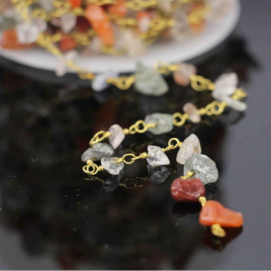 5Meter,Mixed Natural Black Gold Rutilated Quartz Chip Bead Rosary Chain,Gold plated Wire Wrapped Chain Necklace Jewelry Findings
5Meter,Mixed Natural Black Gold Rutilated Quartz Chip Bead Rosary Chain,Gold plated Wire Wrapped Chain Necklace Jewelry Findings