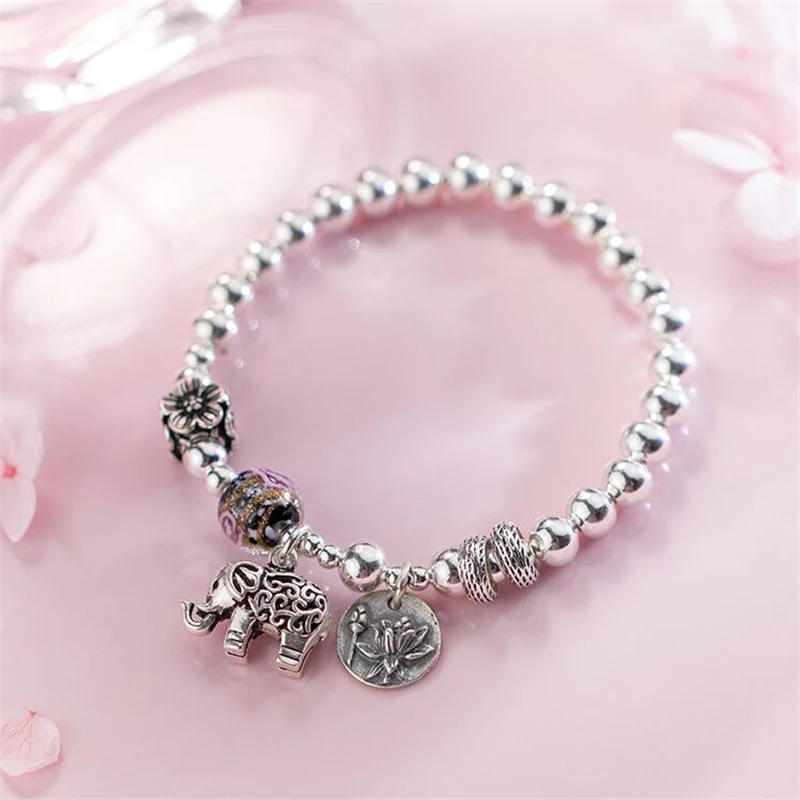 925 Thai Silver Vintage Style Lotus Elephant Decoration Beaded Bracelet Fashion Jewelry For Women S2646
925 Thai Silver Vintage Style Lotus Elephant Decoration Beaded Bracelet Fashion Jewelry For Women S2646