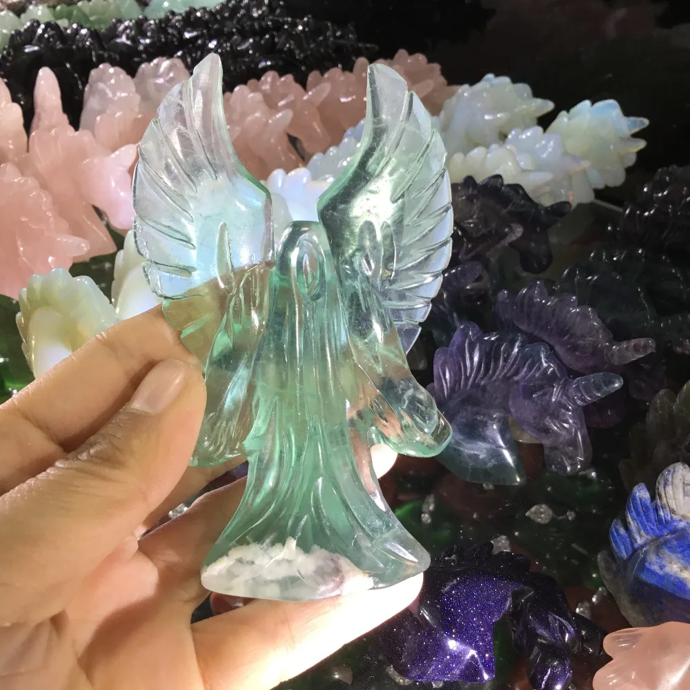 Natural Gemstone carving koradji fluorite stone witch statue for home decorations
Natural Gemstone carving koradji fluorite stone witch statue for home decorations