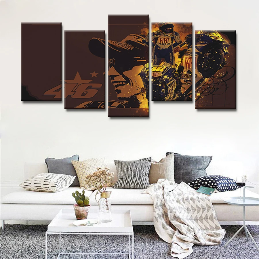 5 панелей холст картины плакат Moter гонки живопись декор комнаты печати wall art WD